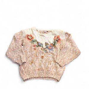 Vintage Floral Embroidered Women's Sweater Size L By Peribrooke Lane